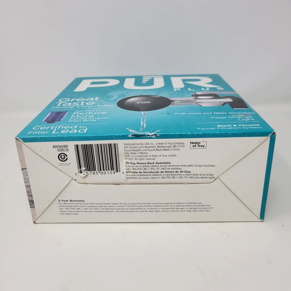 PUR PLUS Black Chrome Faucet Filtration System Mineral‎ Core Filter Easy Install